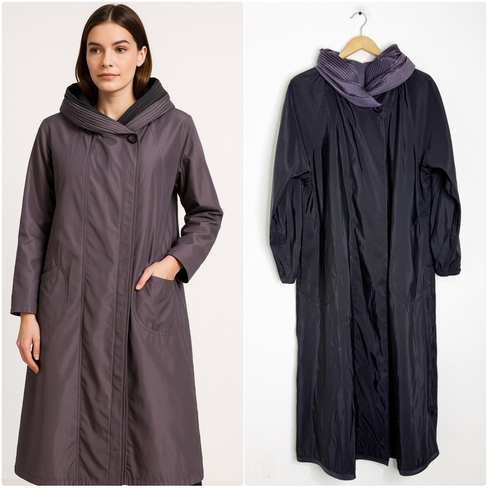 Mycra Pac Now Reversible Pleated Hood Coat – Made in USA Size Small